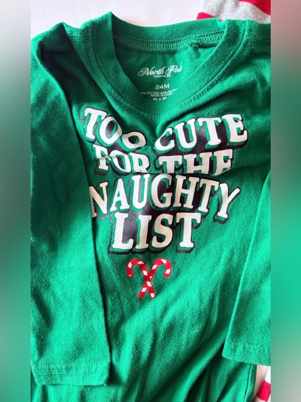 Carter's Green Bodysuit & Red-White Striped Monkey Footed Pajamas